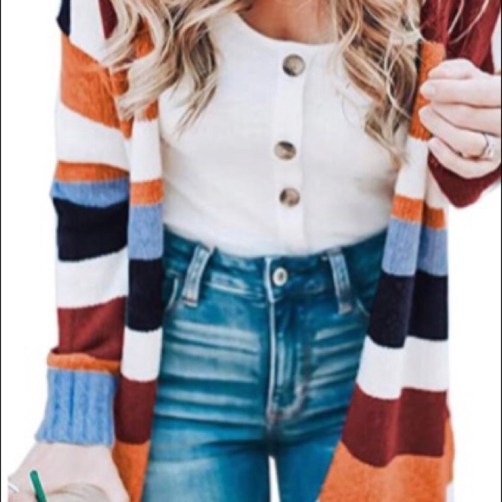 Colorblock Cardigan Sweater - Size L.